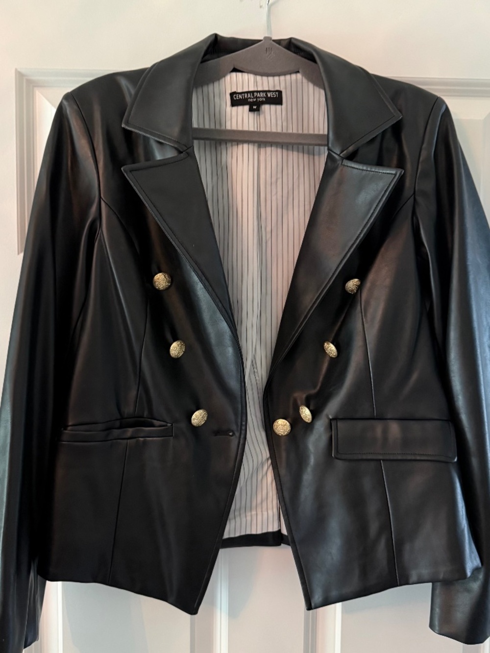Faux leather blazer